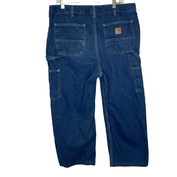 Men's 38 X 32 Carhartt Loose Fit 100% Cotton Blue Utility Jeansoo - Picture 3 of 5